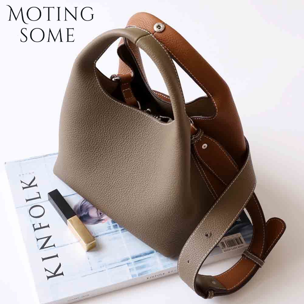 Bucket Bag Suede - Motingsome Patchwork Style Women Bucket Bag