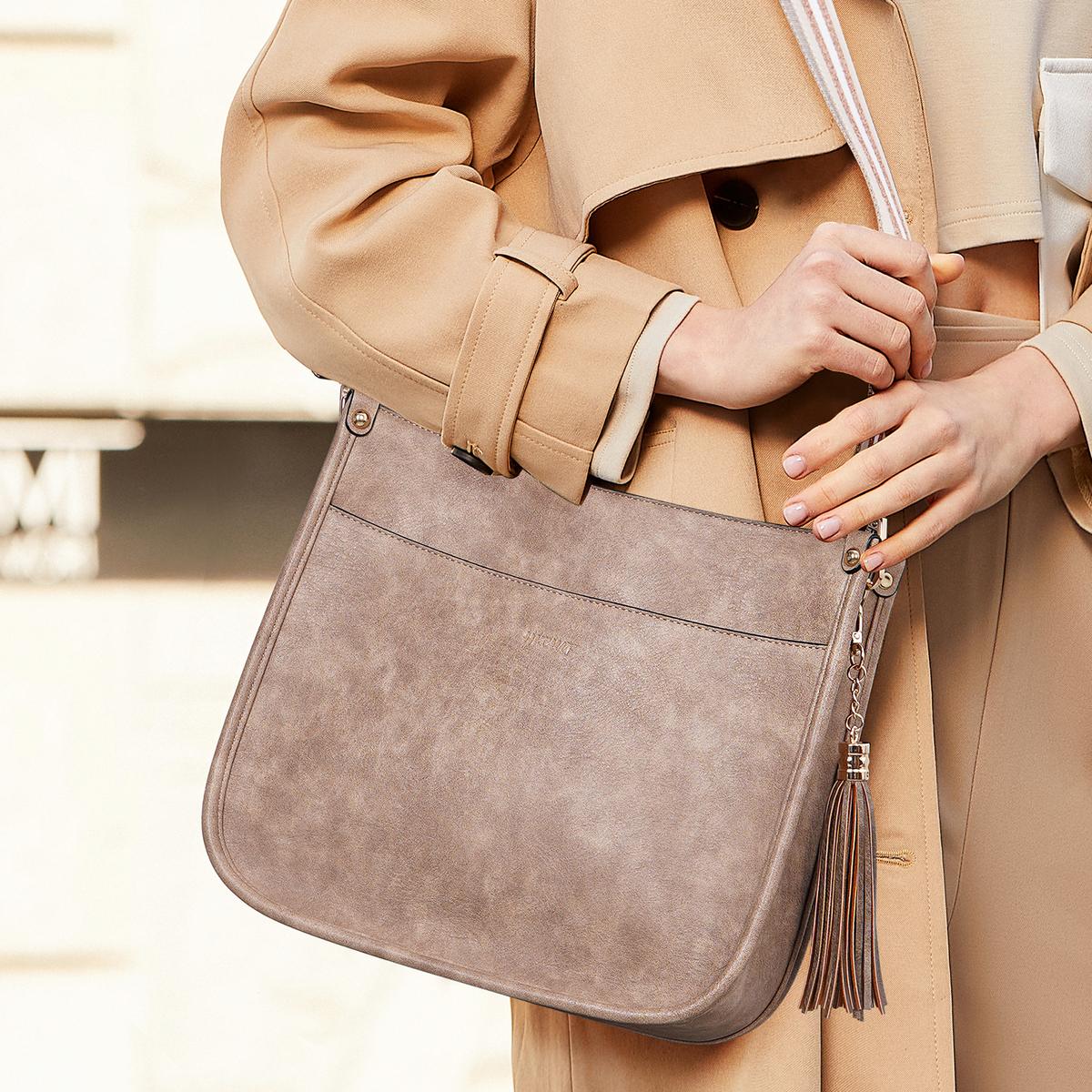 Bucket Bag Suede - Suede-Look Crossbody Bag for Women –