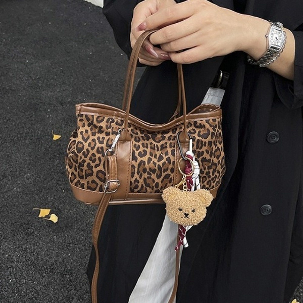 Retro Leopard Print Crossbody  - Bucket Bag Suede review and price