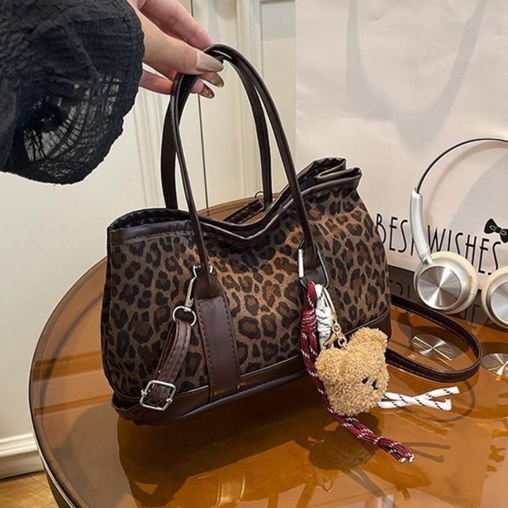 Retro Leopard Print Crossbody  - Bucket Bag Suede review and price