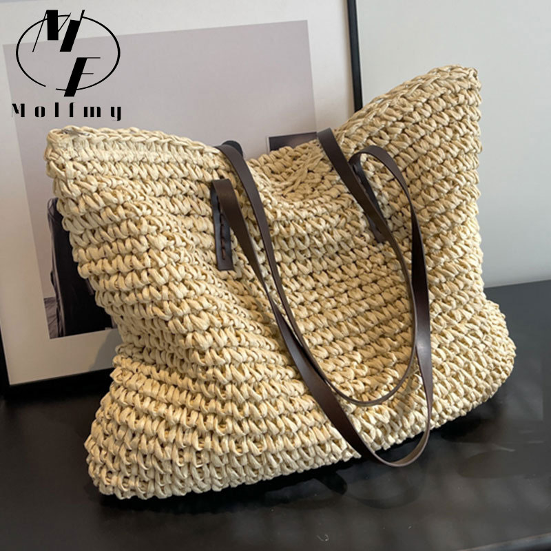 Straw Woven Tote Bags Casual L - Luxury Bags Reseller review and price
