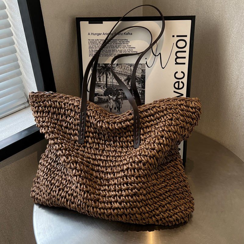 Straw Woven Tote Bags Casual L - Luxury Bags Reseller review and price