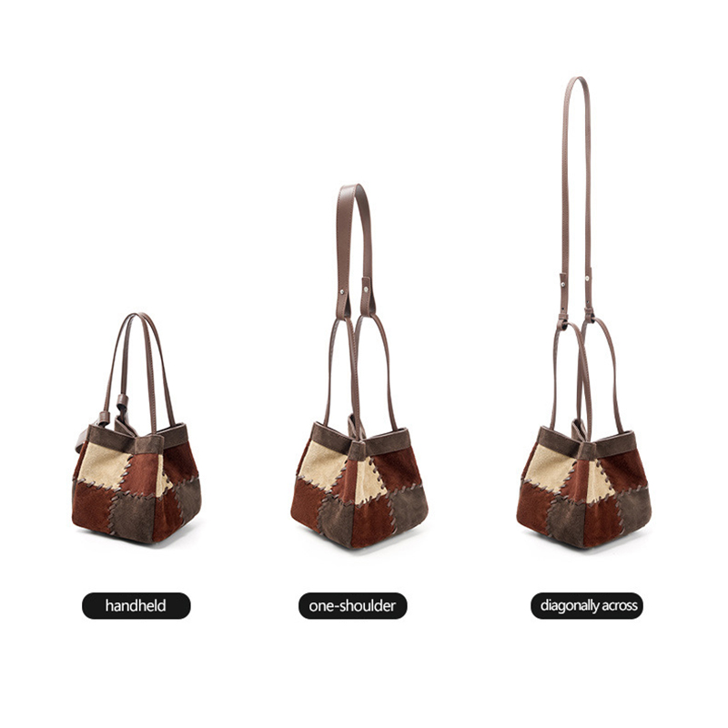 Vintage Patchwork Genuine Sued - Bucket Bag Suede review and price