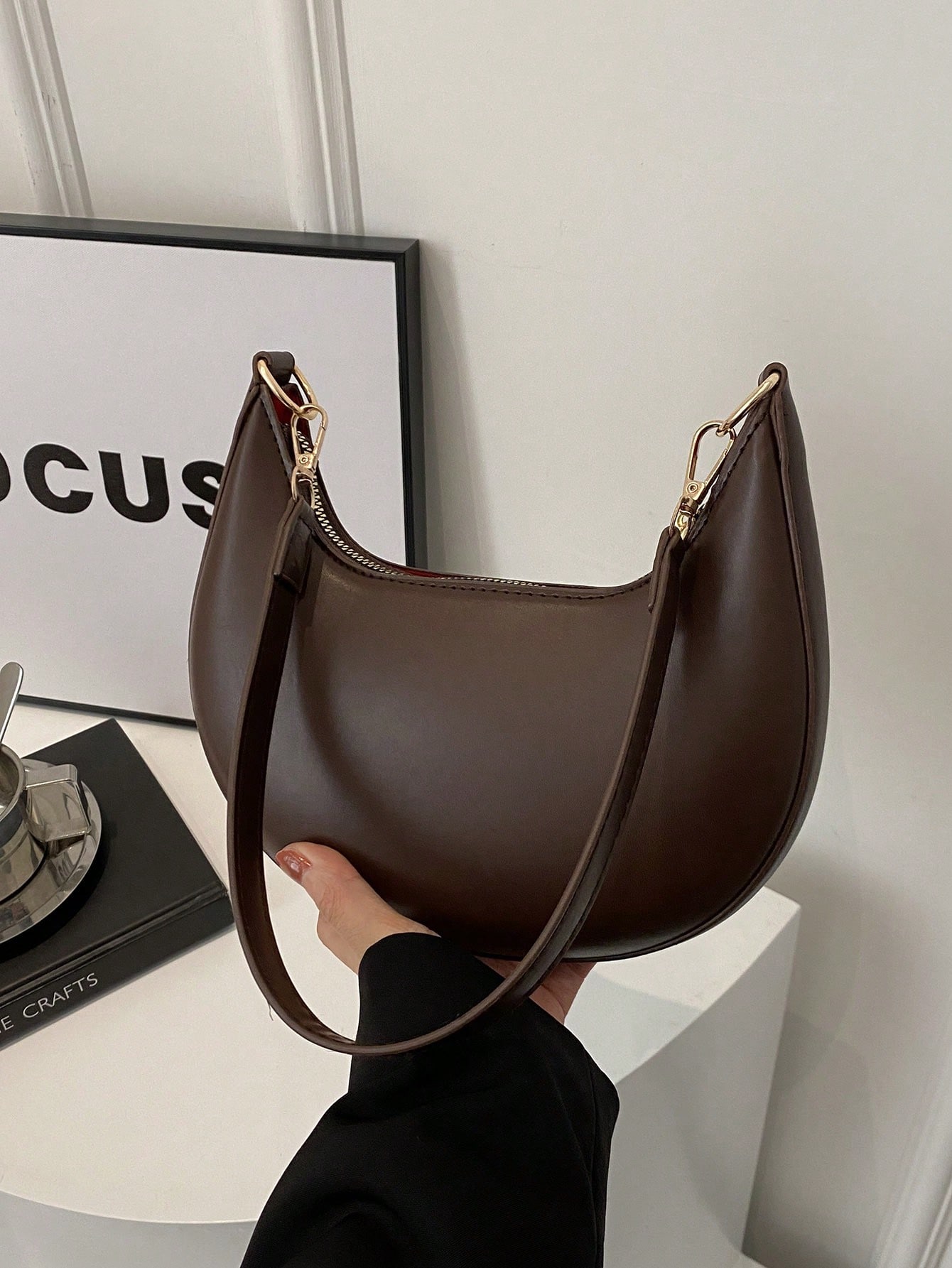 SHEIN MOD 1pc Coffee Brown Cre - Luxury Bags Old Money review and price